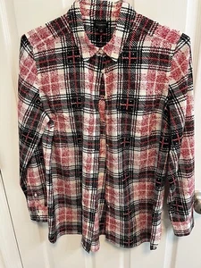 Talbots Größe L Bluse cremerot schwarz Hundstooth langarm geknöpft gebraucht - Bild 1 von 10