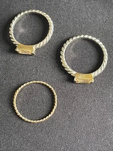 Vintage Sterling 925 Lot  Twisted Band Stackable  3-Ring Set +Ankle Bracelet - Picture 1 of 12