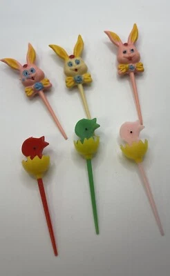 Lote de 6 selecciones de plástico para decoración de pasteles y conejitos de Pascua de colección Foto 1 de 4