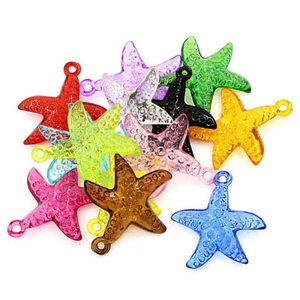 50 Starfish Charm Pendants Colorful Acrylic Kitschy Fun K120 - Picture 1 of 2