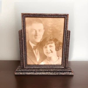 Antique Wooden Art Deco Swivel Picture Frame, Opening Size 8.5" x 6.5" - Picture 1 of 8