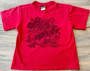 QUIKSILVER BOYS Retro Skull Graffiti Doodle Art Logo Graphic Tee M 5 6 Yrs Red - Picture 1 of 3