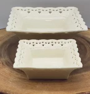 Skye McGhie Cream Lace 4" Square Dish and 6" Square Dish - Picture 1 of 5