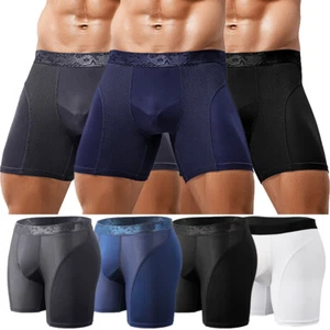 Ropa interior anti rozaduras para hombre deportes atléticos pierna larga calzoncillos boxer bolsa doble EE. UU. - Imagen 1 de 26