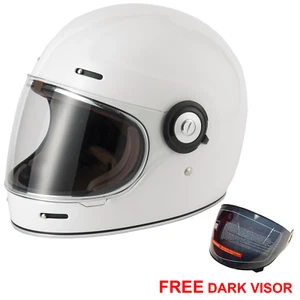 Casco de moto retro Vcan V135 blanco brillante visera oscura libre - Imagen 1 de 9
