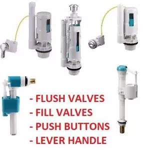 TOILET FLUSH VALVE SYSYEM BUTTON CISTERN DUAL PUSH FLUSH SIPHON FILL BOTTOM SIDE - Picture 1 of 8