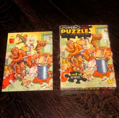 Rompecabezas LAWSON WOOD Gran’pop de colección Monos en la oficina simios arte de los años 50 Foto 1 de 3