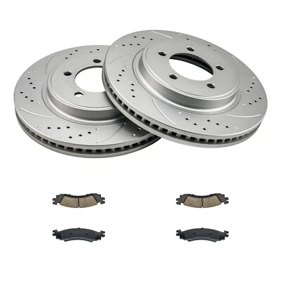 Fits 2006-2010 Ford Explorer Mercury Mountaineer Front Drilled Brake Rotors Pads - Image 1 of 4