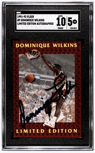 RARE 1991-1992 FLEER 💥DOMINIQUE WILKINS💥 PACK PULLED AUTO #9 SGC AUTO 10 - Picture 1 of 2