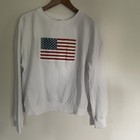 Beach Riot White American Flag Glitter Crew Neck Sweatshirt medium