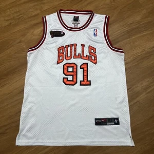 Vintage Chicago Bulls #91 Dennis Rodman NBA Finals Nike Jersey Mens 52 White NBA - Picture 1 of 10
