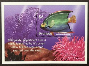 SELLOS DE PECES TROPICALES GRANADA S/S 2000 MNH REINA PEZ ÁNGEL VIDA MARINA OCÉANO - Imagen 1 de 1