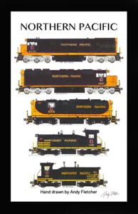 Northern Pacific Locomotives 11"x17" Poster in 12"x18" mat Andy Fletcher signed - Picture 1 of 1