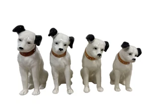 Nipper Dog Ceramic Figurines Victor His Master's Voice Japan Vintage Set of 4 - Picture 1 of 16