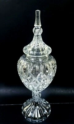 NEW MONUMENT BOHEMIA  APOTHECARY DISPLAY GLASS CRYSTAL HUGE T UNIQUE JAR 21"H - Image 1 of 4