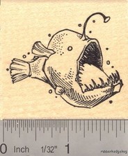 Anglerfish Fish  Rubber Stamp G13317