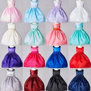 NEW Organza & Satin Dress Flower Girl Formal Pageant Recital Birthday Wedding#35 - Picture 1 of 86