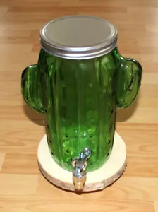 Getränke Wasserspender Karaffe Glas Zapfhahn 3,9 Liter Deckel Grün Gurkenwasser - Bild 1 von 6