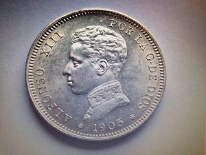 Algonso XIII 2 Pesetas 1905 Plata Silver Muy Escasa. Preciosa - Imagen 1 de 1