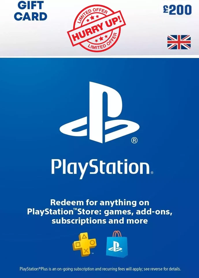 PSN £200 PlayStation Network Wallet Top-Up Key (UK - Rapid SAME DAY Delivery) - Image 1 of 1