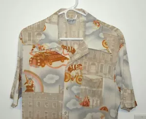 CAMISA VINTAGE AÑOS 70 PSICODÉLICA ESTAMPADO COMPLETO INGLATERRA FUEGO DISCOTECA CORTA XL DC013 - Imagen 1 de 9