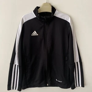 adidas Boys Jacket Black Zip Sweatshirt Logo Pockets Areoready Age 7-8 Years - Picture 1 of 7