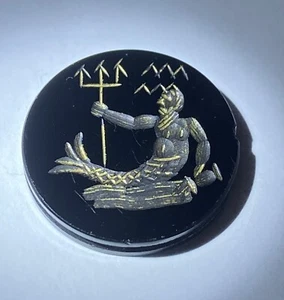 Triton auf der Woge Poseidon Neptune Seemann Schwarz Onyx Intaglio für Sammler - Bild 1 von 4