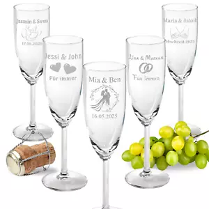 2er Set Sektgläser mit Gravur personalisiert mit Motiv und Wunschtext Hochzeit - Bild 1 von 8