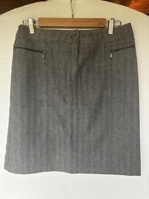 Falda Valerie Stevens Gris Espiga Mezcla de Marca de Lana Bolsillo Recto Talla 8 Foto 1 de 4