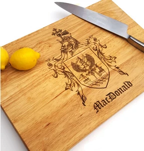 Custom Made Family Crest Butcher Block Cutting Board, 18" x 12" x 1.75" - Picture 1 of 9