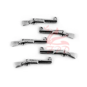 Shotgun Charms - 5/10/20 Antiqued Silver Plated 37mm Gun Pendants SC4172 - Picture 1 of 3