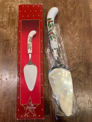 Servidor de bolo vintage All The Trimmings com azevinho vermelho 1986 - Imagem 1 de 4