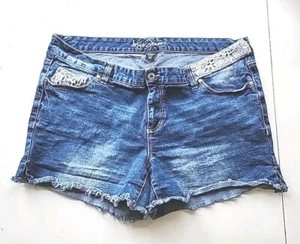 Ariya Jean Shorts Womens Plus Sz 20 Blue Denim 41x4" Lace Stretch Great!! Jh - Picture 1 of 5