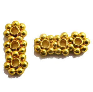 24 PCS 6X15MM DAISY SPACER BAR 3 HOLES 18K GOLD PLATED UFL-776 - Picture 1 of 3