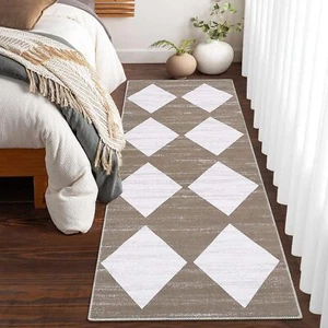 Modern Runner Rug 2x6 Washable Hallway Runner Checkered Rug Geometric Carpet ... - Picture 1 of 9