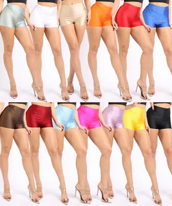 Women's Booty Shorts Hot Pants Shiny Biker Shorts Dance Rave Yoga short shorts - Picture 1 of 136