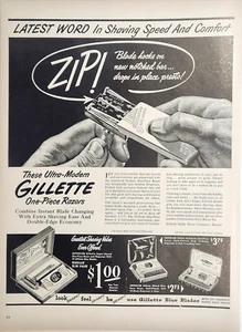 1948 Gillette Blue Blade Razors Print Ad Ephemera Wall Art Decor Zip! - Picture 1 of 1