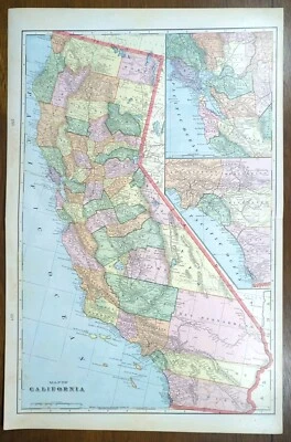 Mapa vintage de California 1902 22"x14" antiguo original SAN FRANCISCO CA Foto 1 de 4