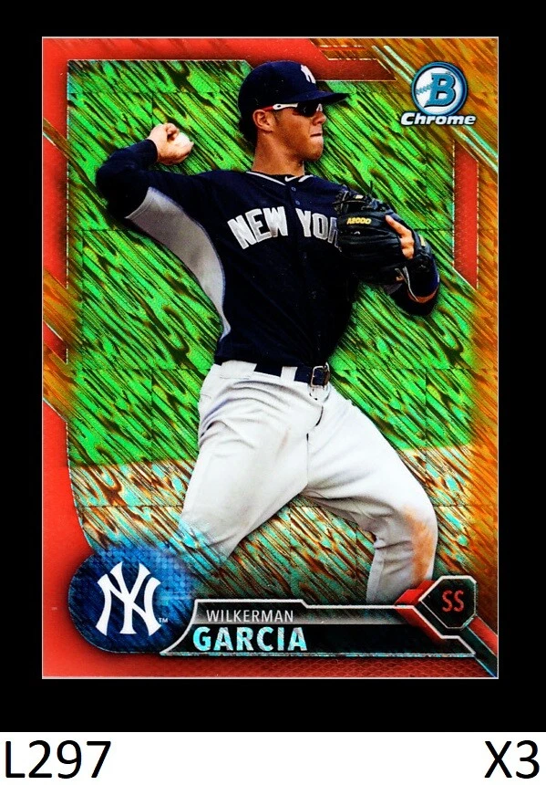 1-2016 BOWMAN CHROME ORANGE SHIMMER REFRACTOR WILKERMAN GARCIA YANKEES SP QTY - Image 1 of 1