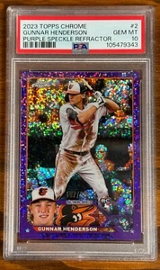 2023 Topps Chrome Gunnar Henderson #2 RC viola maculato 182/299 PSA 10 - Foto 1 di 4