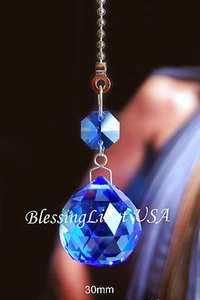 SET OF 2 - LEAD GLASS CRYSTAL BALL- 30 MM - CEILING LIGHTING FAN PULLS  - Picture 1 of 13