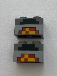 2 X LEGO Brick 1 x 2 with Minecraft Pixelated Furnace Lit 3004pb162 Set 21263 - Picture 1 of 1