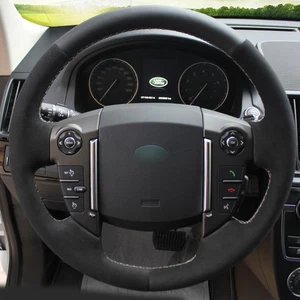 Genuine Leather Black Suede Car Steering Wheel Cover for Land Rover Freelander 2 - Picture 1 of 10