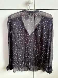 Monsoon Silk Grey & Pink Leopard Print, Semi Sheer Top UK14 - Picture 1 of 4