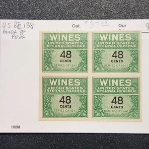 United States #RE138 Block of Four MNGAI - CV $37 - Lot #10861 - Picture 1 of 1