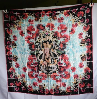 Rare Massive DOLCE & GABBANA Saint Mary Majolica Print Silk Scarf Shawl 140cm  - Image 1 of 4