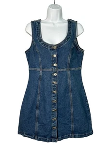 Gap Women’s Denim Medium Wash Button Front Jumper Mini Dress Size Medium - Picture 1 of 6