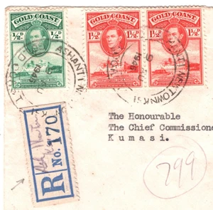 GOLD COAST Official Cover *ASHANTI NEWTOWN* Reg'd 1946 Chief Commissioner YM319 - Picture 1 of 20