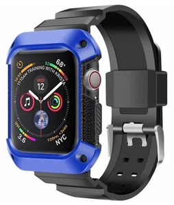 Tout-en-Un Bleu Protection Coque Avec Bande pour Apple Watch (Series 4,40mm) - Photo 1 sur 8