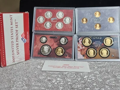 ** 2009-S United States Mint Silver Proof Set ** with COA & Box 18 Coins *** - Image 1 of 4